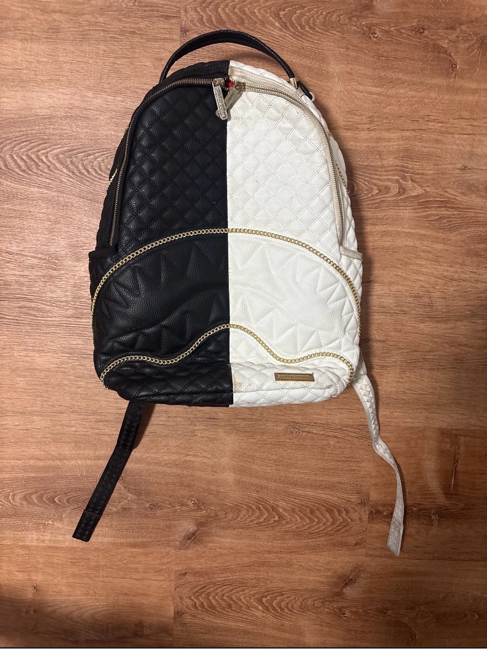 Black & White Quilted Backpack - Unbranded
